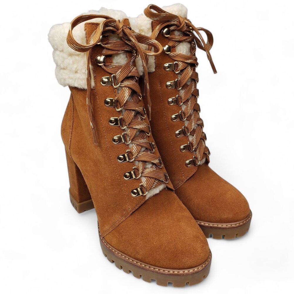 NWOB Gianni Bini Sight See Booties Womens Brown Suede Furry Ankle City Posh 7M